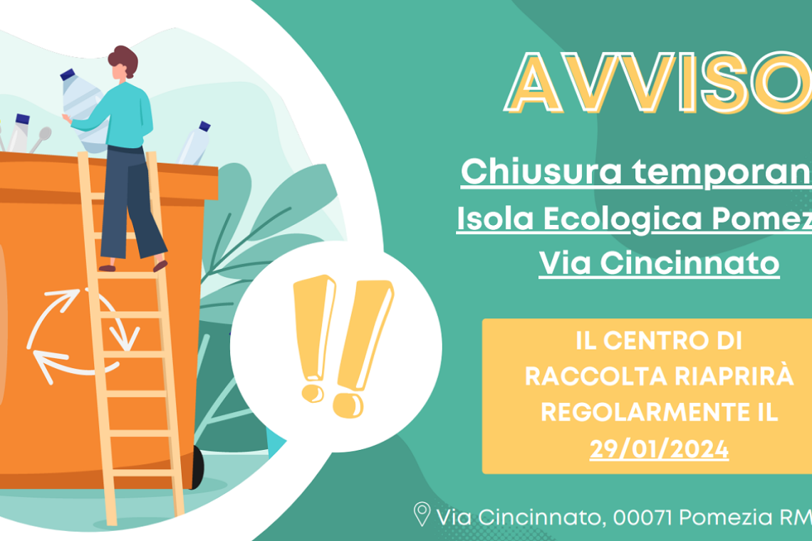 Avviso urgente chiusura temporanea isole ecologiche e possibili disservizi raccolta carta per cambio società raccolta rifiuti