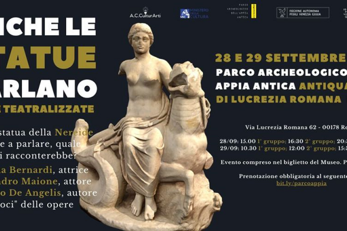 Anche le statue parlano... arriva a Roma 28/29 settembre al parco archeologico dell'Appia Antica Antiquarium di Lucrezia Romana